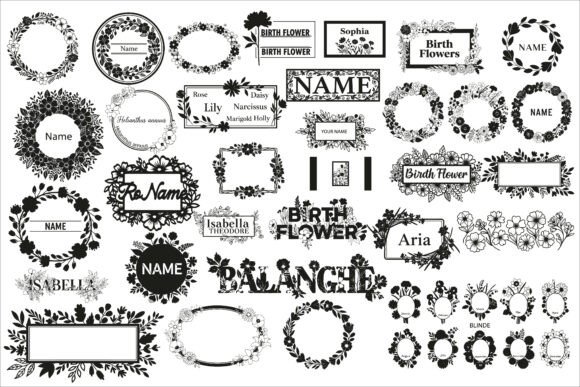 Download Elegant Birth Flower Name Frame Design - Premium Resources